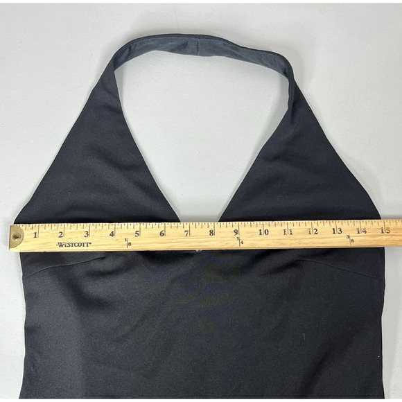 Vintage David Meister Cocktail Dress 8 Black Halter Sheath Ruffle Evening USA - Picture 6 of 10